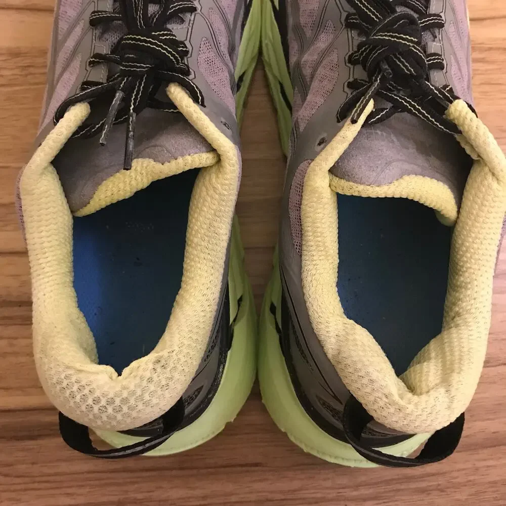 Hoka One One Men's Gray and Neon Yellow Athletic Running Shoes